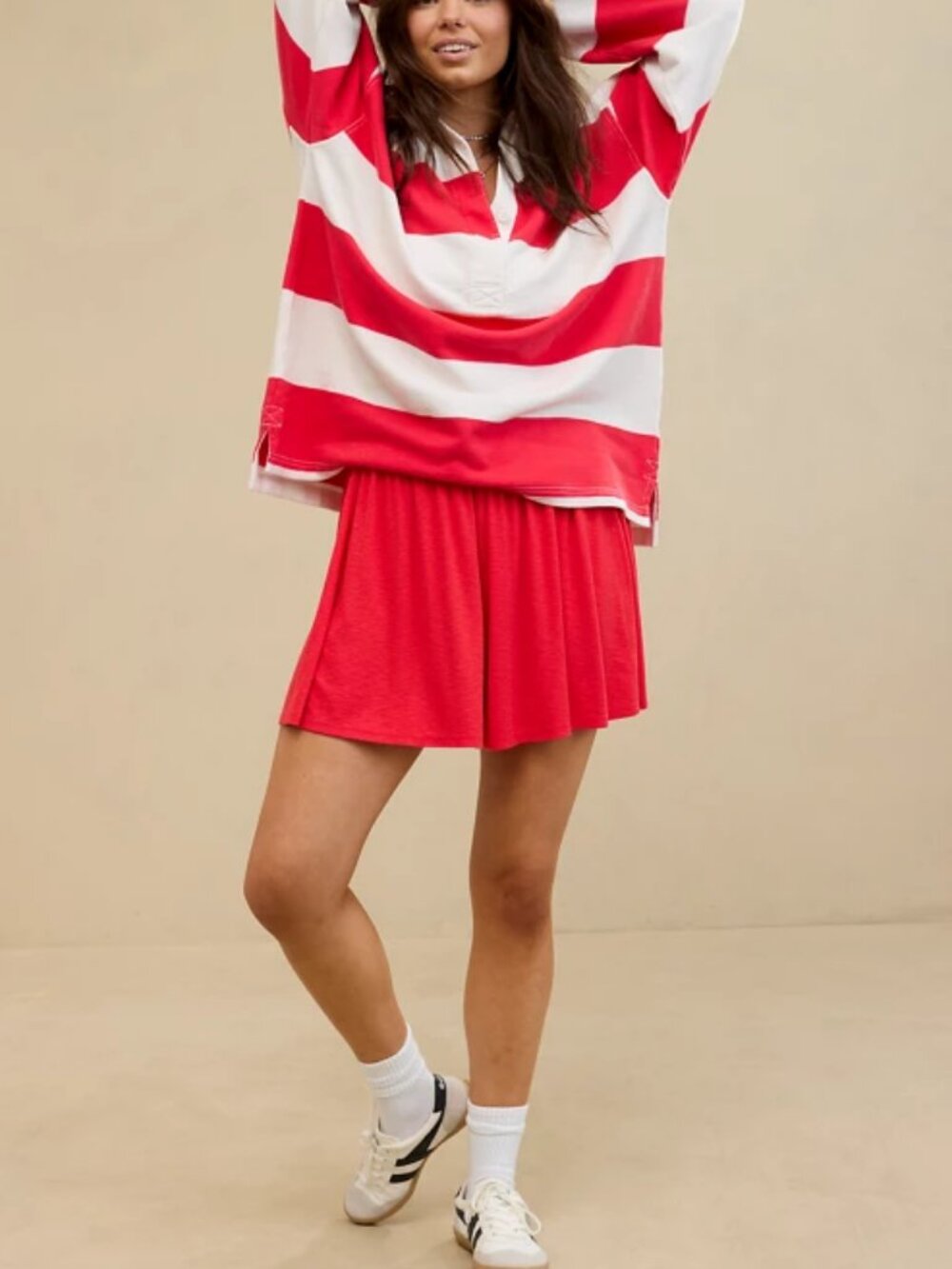 Aerie High Waisted Flirty Shorts Red Size Small NWOT